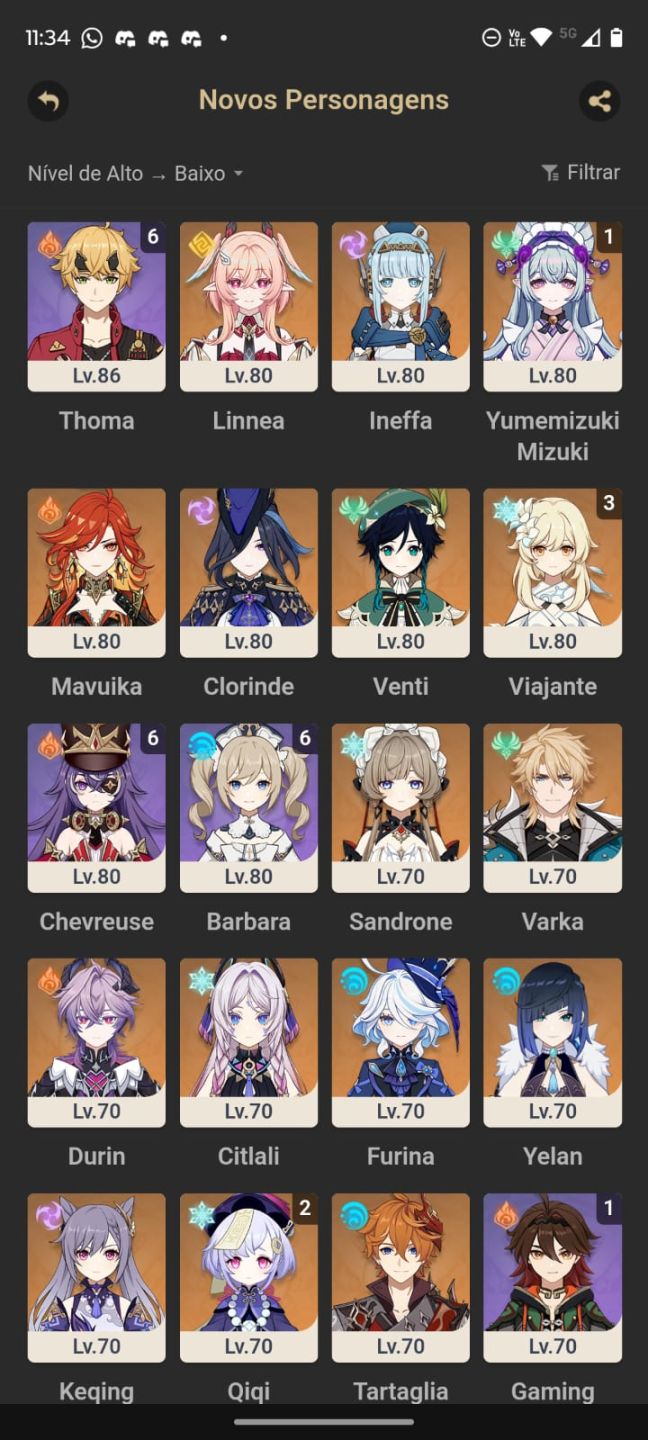 GENSHIN | CONTA COM 55+ 5 ESTRELAS
