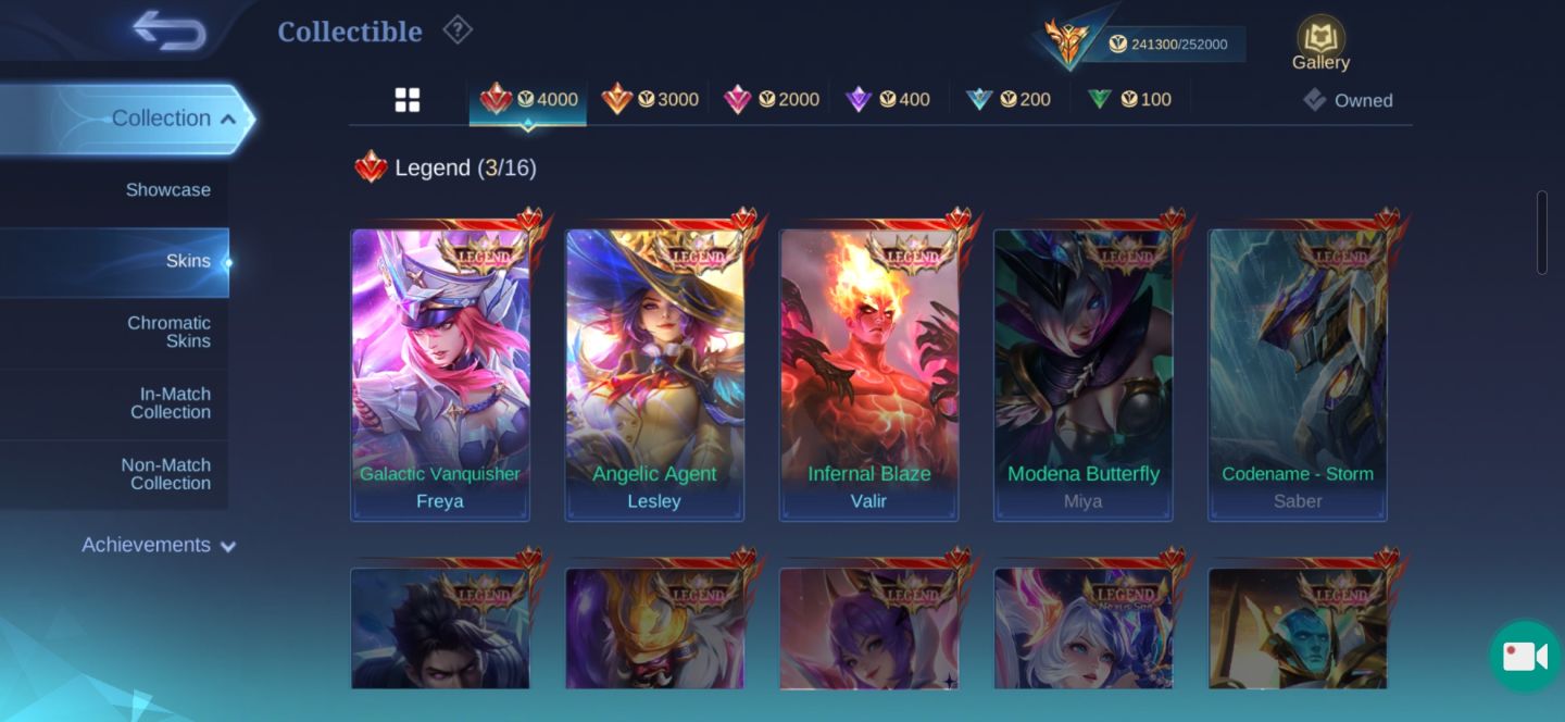 CONTA MOBILE LEGENDS FULL HERO + DE 100 SKINS RARAS