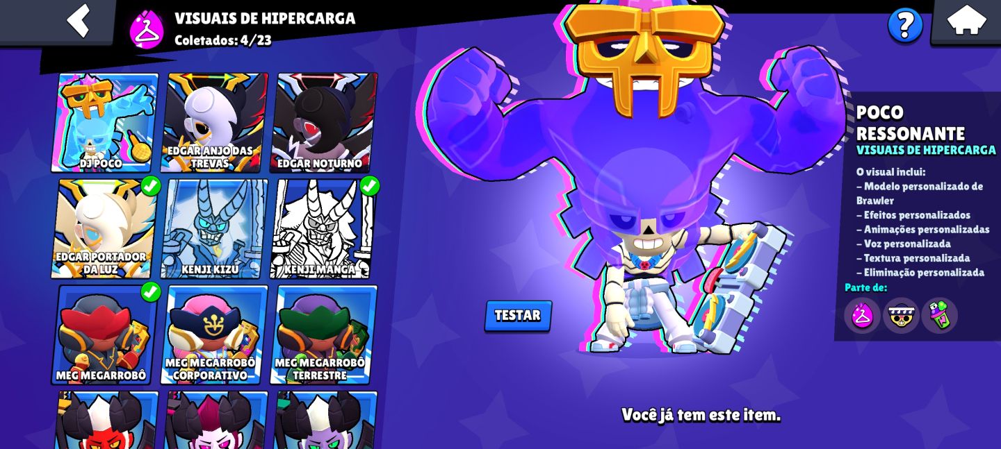 Possui todos os brawlers, mais de 265 skins, 30 brawlers full, Full acesso!!