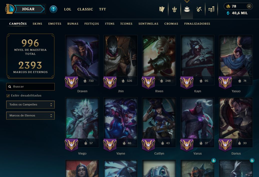 CONTA RARA DE 2014 FULL CAMPEÕES E SKIN AHRI FAKER,MONO RIVEN JHIN,DRAVEN 1 MI