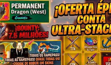 CONTA BLOX FRUITS COM DRAGON PERMANENTE E TODAS AS GAMEPASS