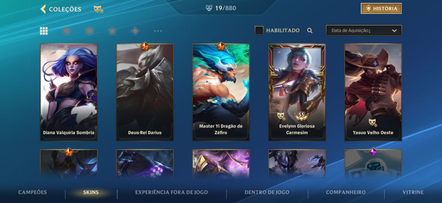 Conta wild rift conta antiga com skins raras boa coleção