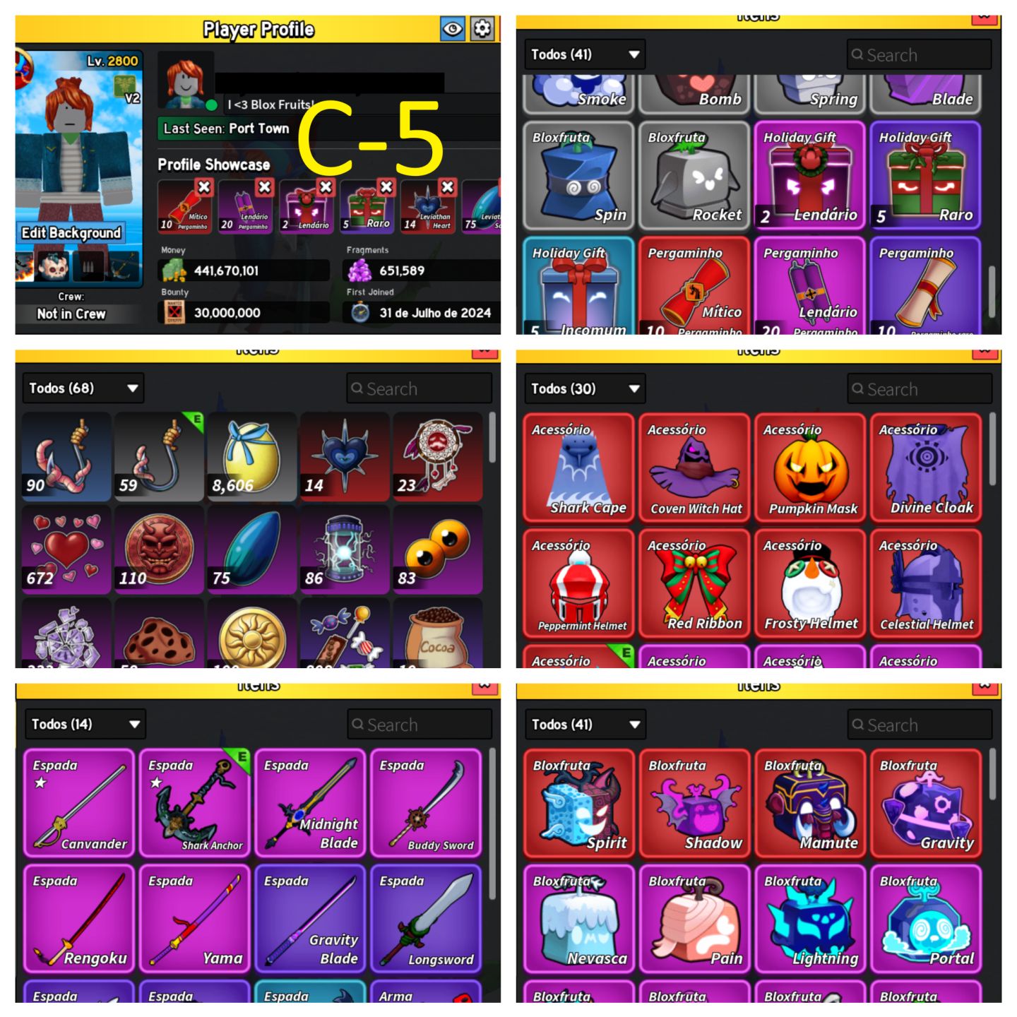 CONTAS COM 30M BOUNTY BLOX FRUIT