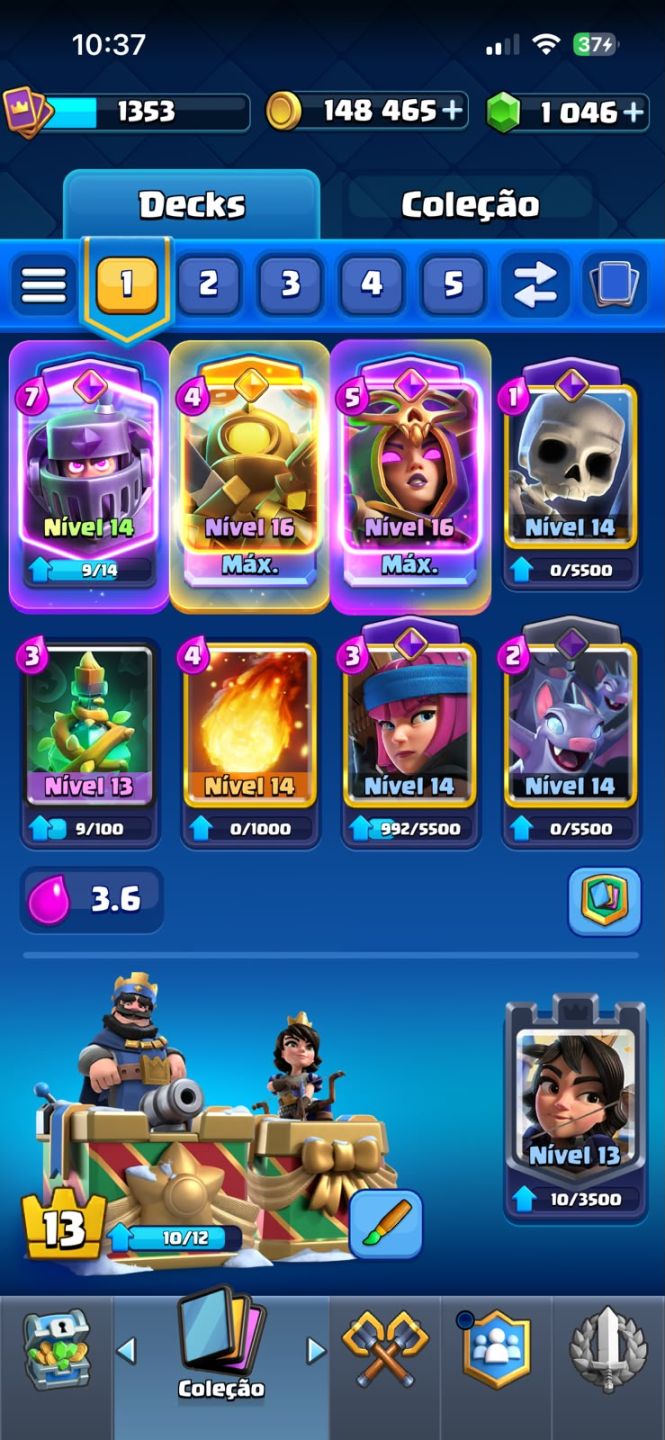 CONTA CLASH ROYALE|9596 TROFÉUS | CARTAS NÍVEL 16|EVOLUÇÕES+100K OURO/686 GEMAS