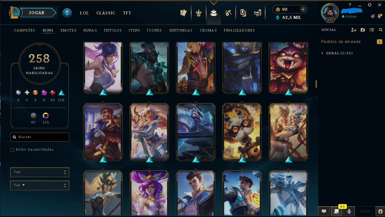 Conta LoL Diamante 1 | Mestre+ desde 2020 | Dono Único + Dados de Criação