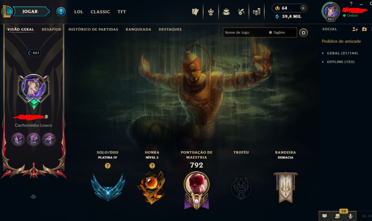 Conta LOL e VALORANT, mmr bom, 300 skins lol+
