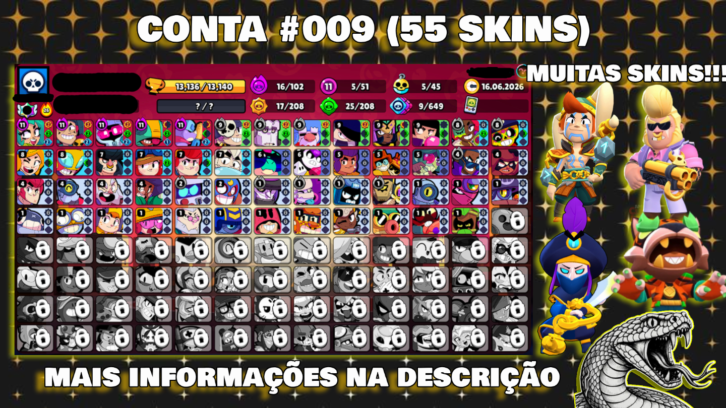 CONTAS BRAWL STARS (MUITAS SKINS) [ENTREGA AUTOMÁTICA]