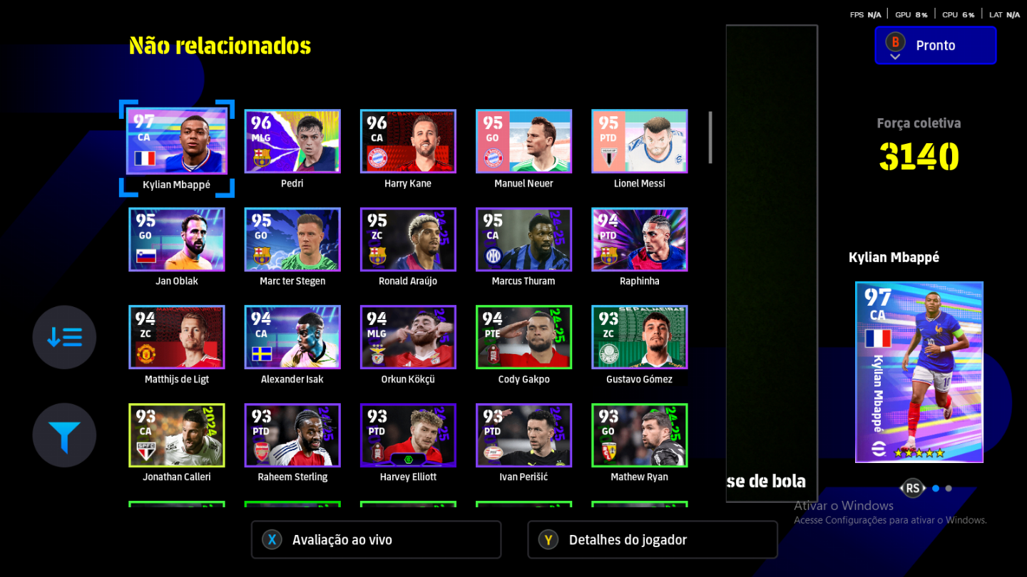 Efootball2025 conta de pc stean,todos jogadores bugados Neymar 105 duplo inpeto