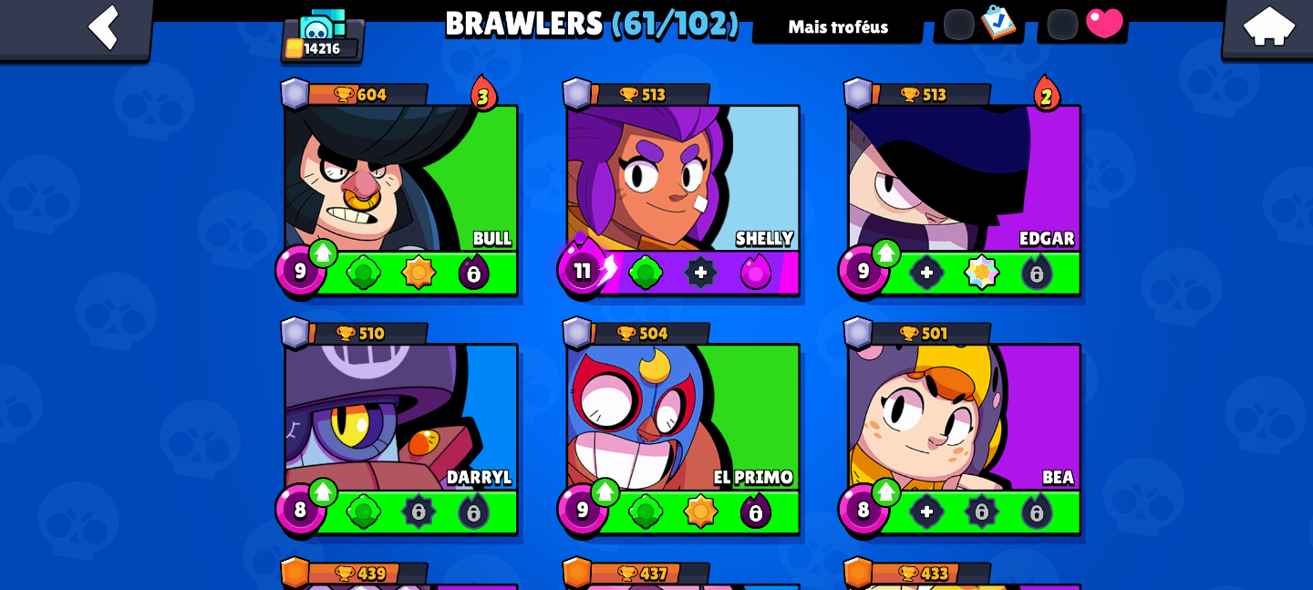 CONTA BRAWL 14K+ 66 SKINS E 250+ GEMAS E CONTA CLASH 7500+ EVOLUÇÕES 3300+ GEMAS