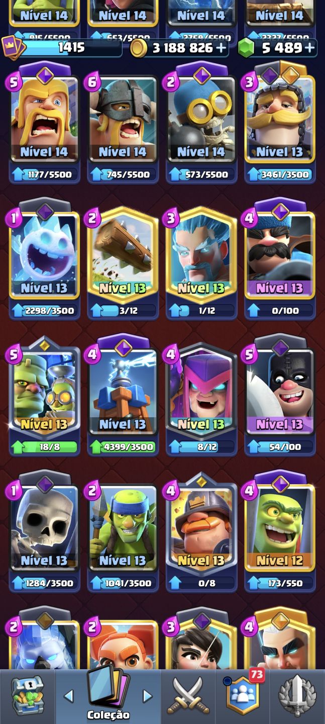 Conta de Clash Royale 10 anos de jogo 3 cartas full