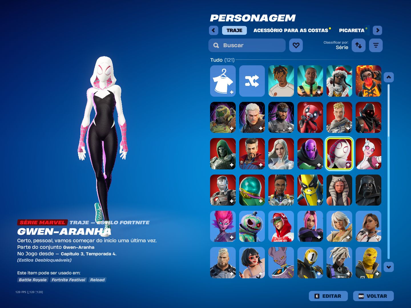 CONTA DE FORTNITE COM 119 SKINS [FA] EPIC GAMES / PSN / XBOX