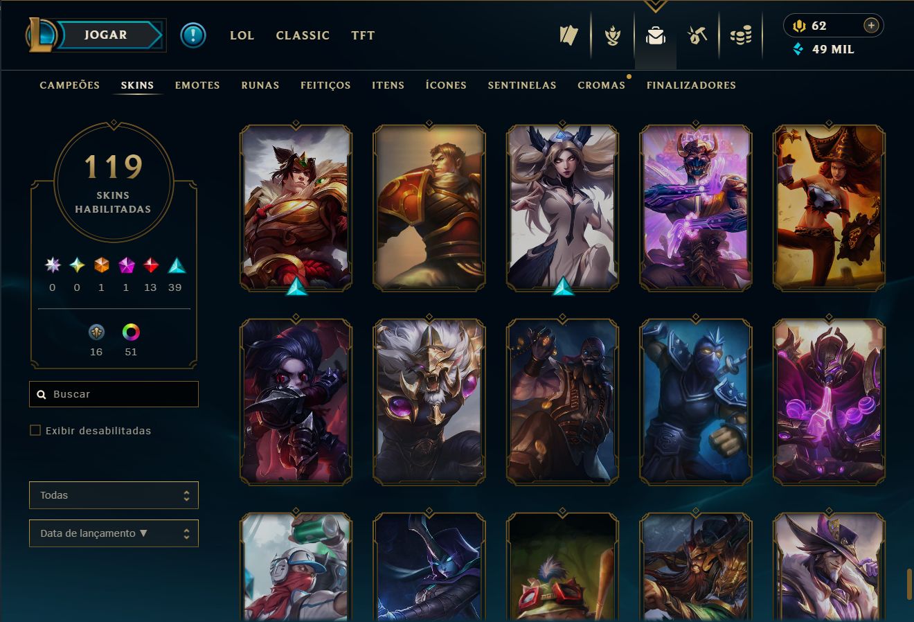 Conta lol lvl 176 - platina 4 (SOLOQ)