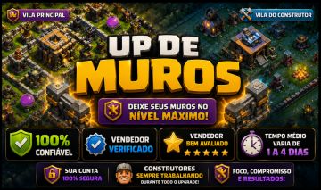 UP DE MUROS CLASH OF CLANS + VILA PRINCIPAL E CONSTRUTOR