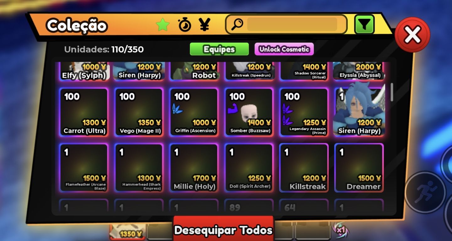 Conta upada no anime adventures, com unidade unique com sss em dmg e sss em spa
