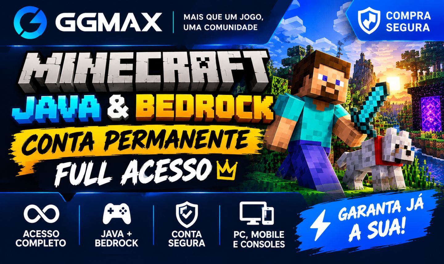 CONTA MINECRAFT JAVA & BEDROCK PERMANENTE FULL ACESSO