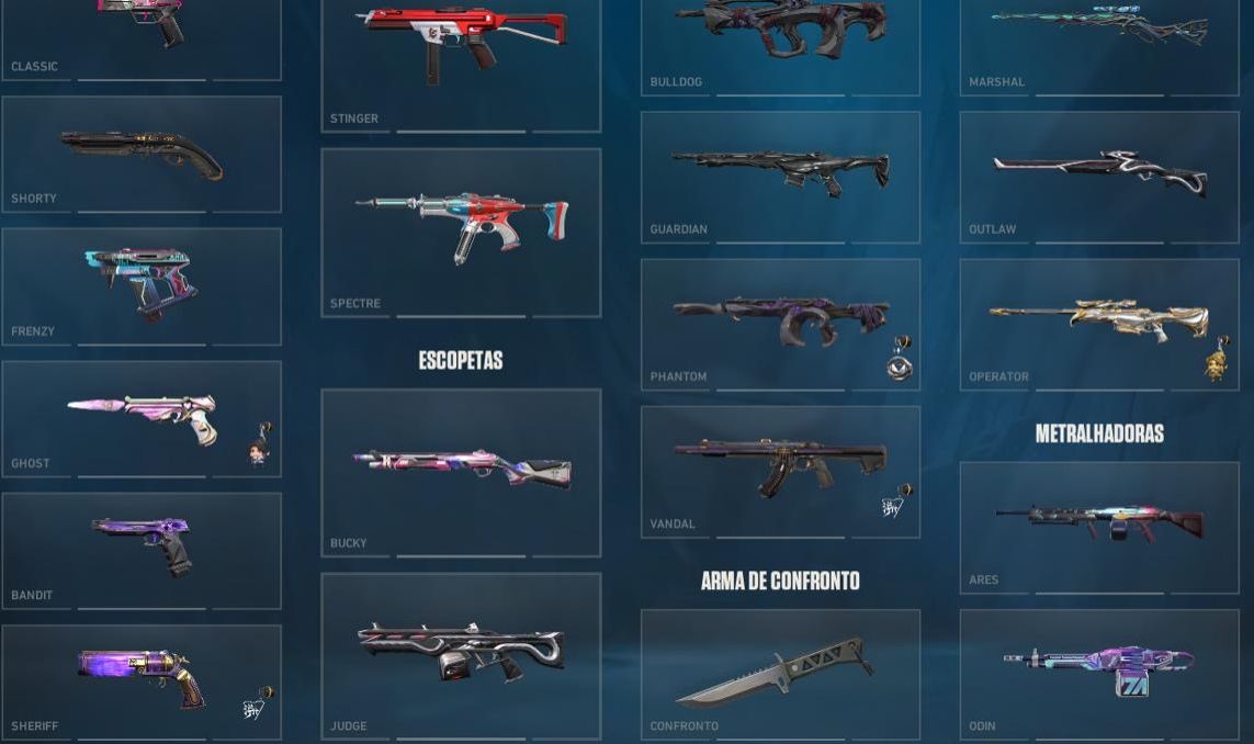 Conta com armas vct e champions