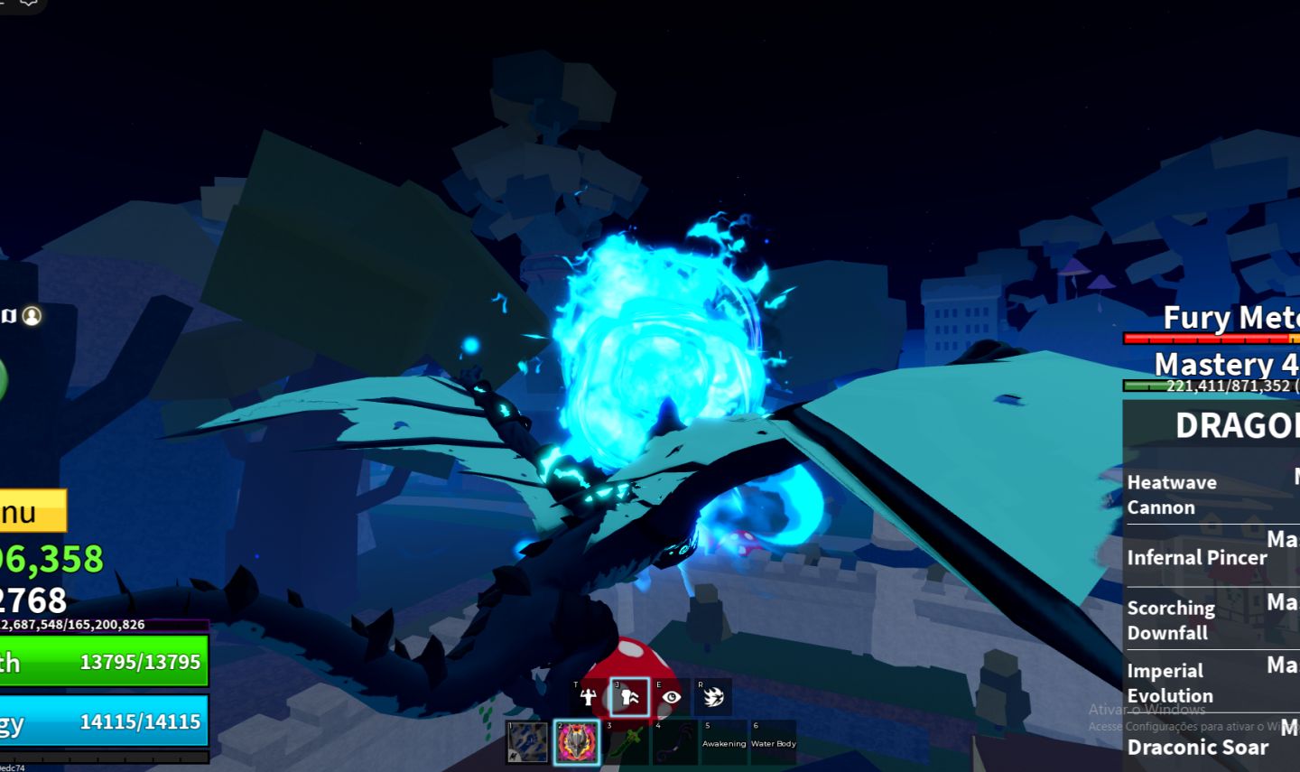 Melhor conta de Blox fruits Com Dragon Eclipse, Gas Dough Portal Permanente e v4