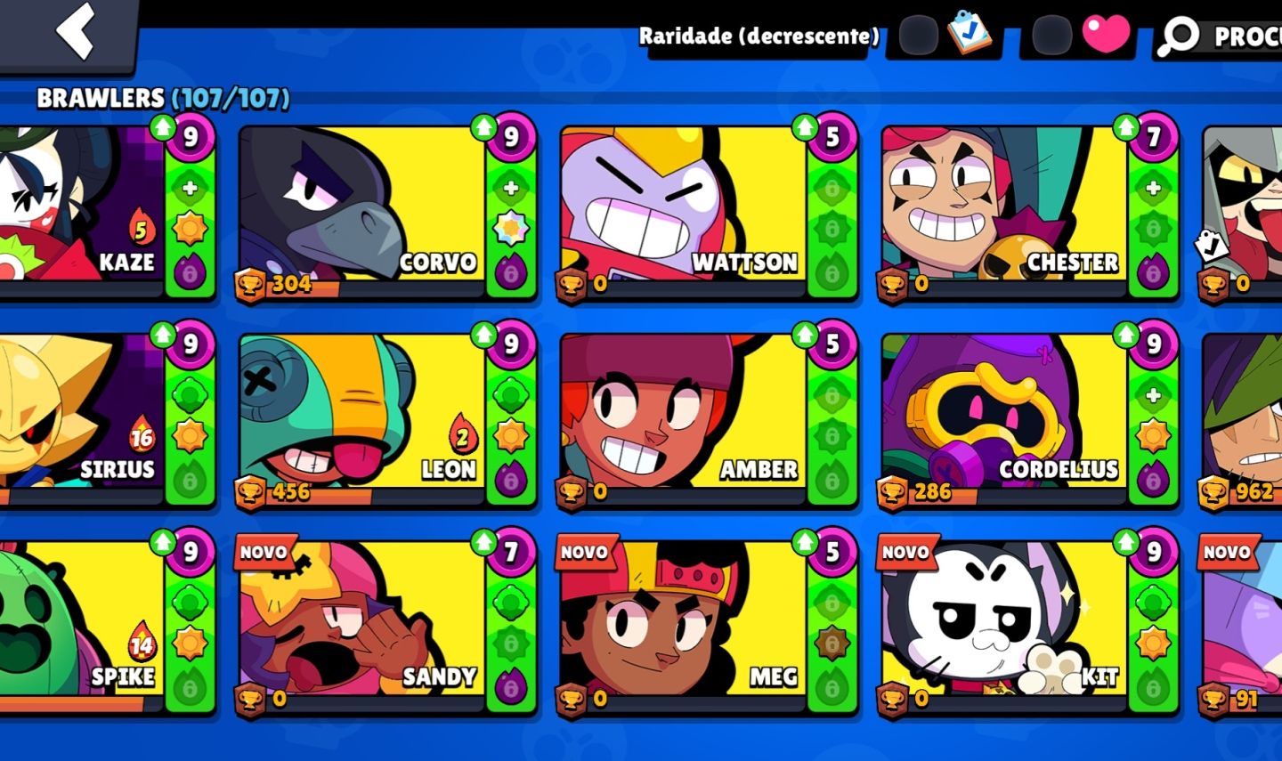 Conta brawl stars todos os brawlers 108/108