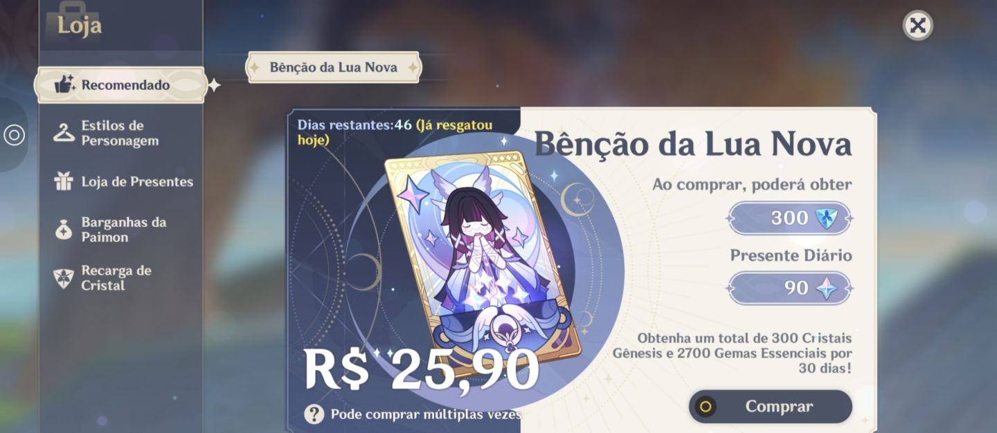 CONTA GENSHIM NO GARANTIDO+BENÇÃO DA LUA +SKIN DA CITLALI