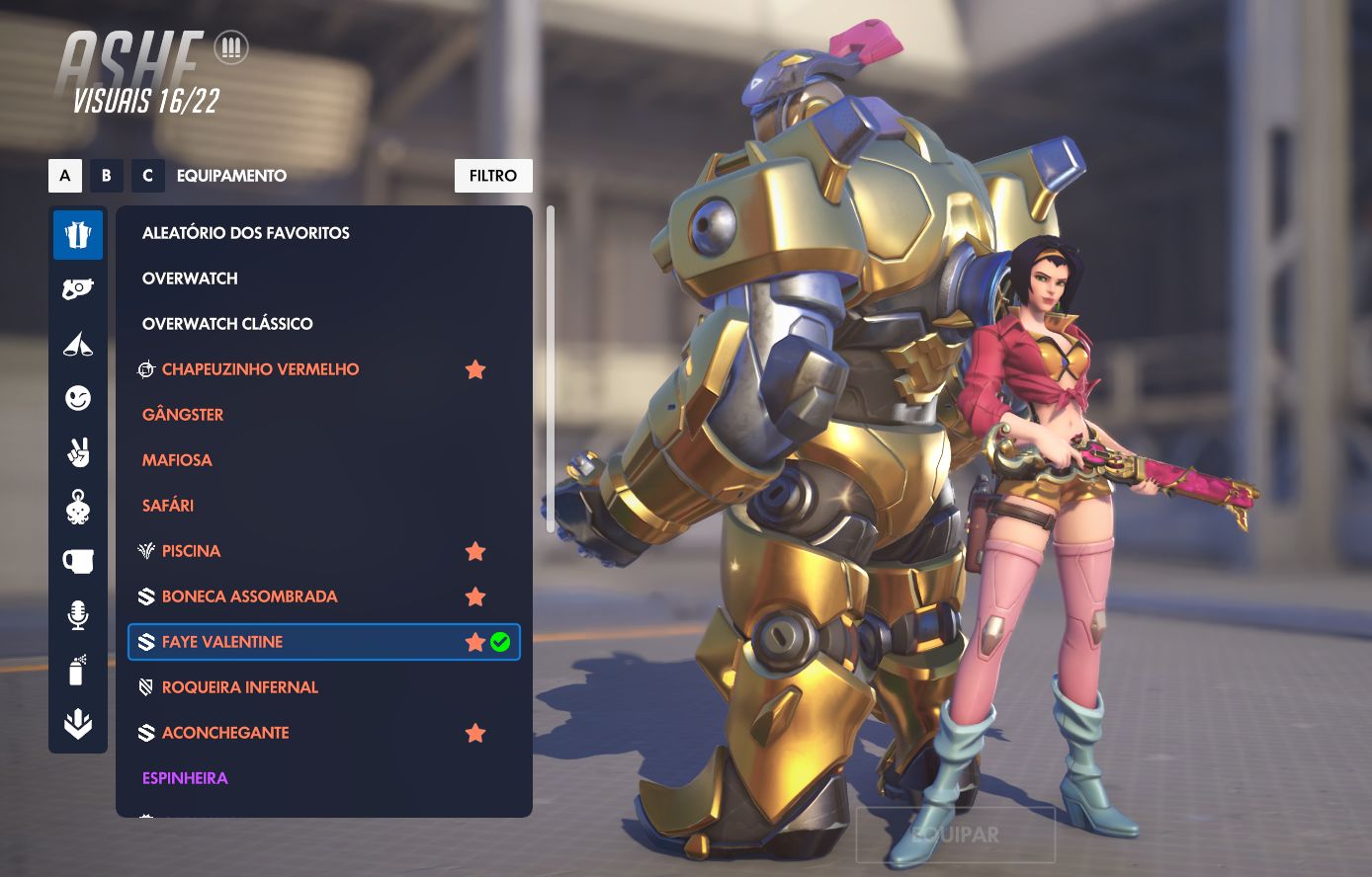 Conta Overwacht várias Skins Míticas de personagens e armas!