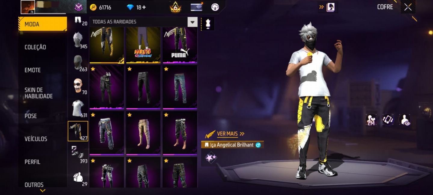 Conta de free fire a venda com várias skins!!!