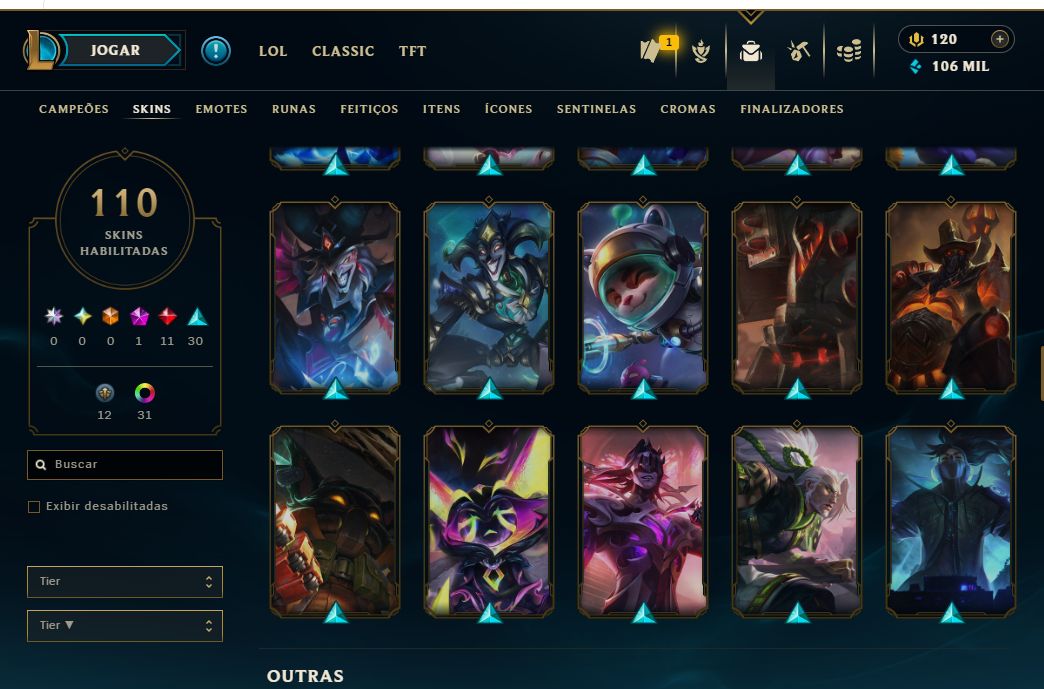 CONTA VANDAL KURONAMI E LOL COM 11 SKINS LENDARIAS 1 MITICA E 30 NORMAIS