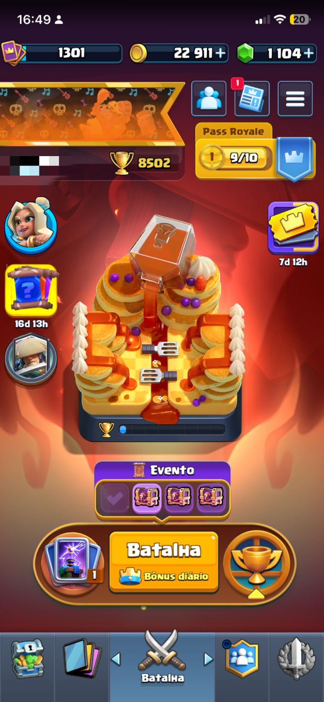 Conta Clash Royale - Arena 22/1104 gemas/2 herois/7 evos