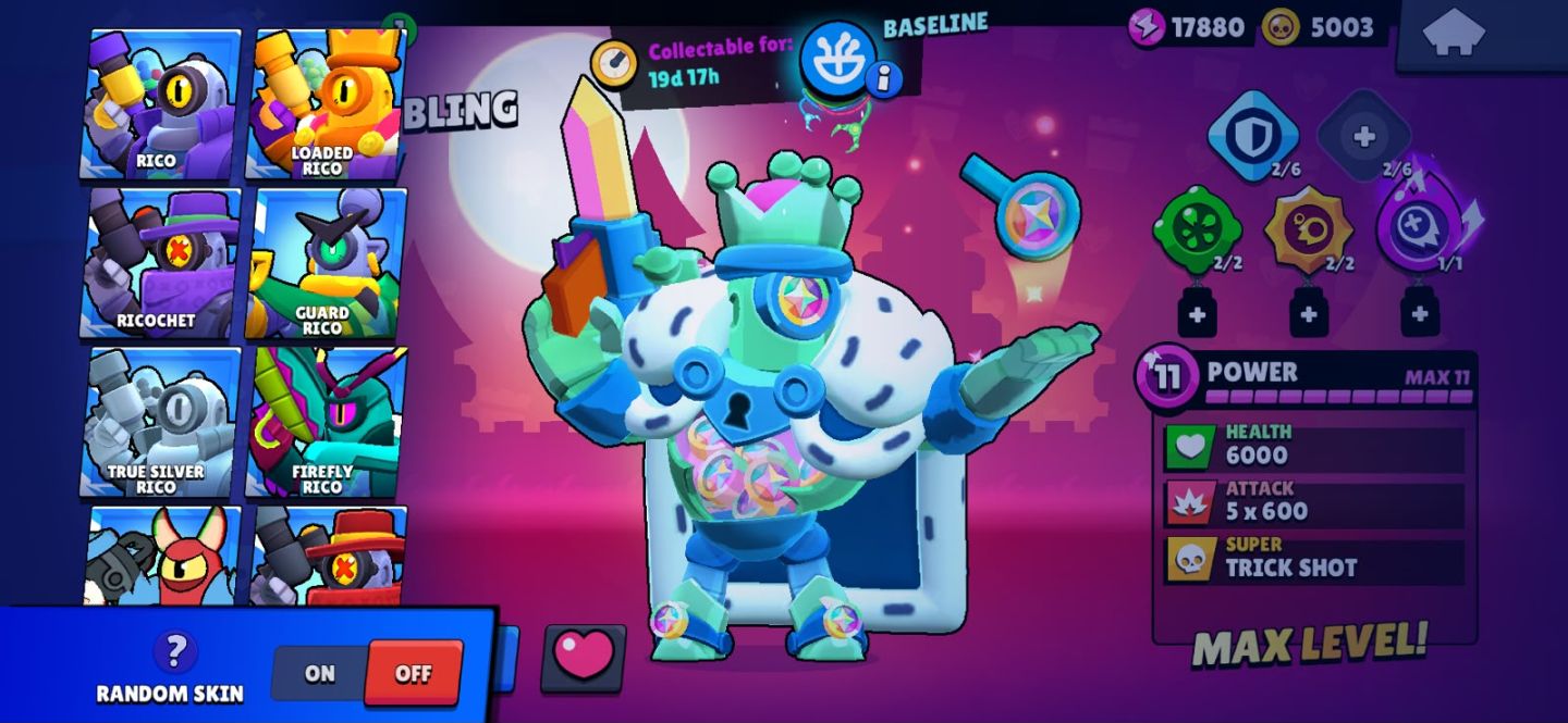 Conta de brawl stars com shelly estelar/Rico old/barley mago/papai mike
