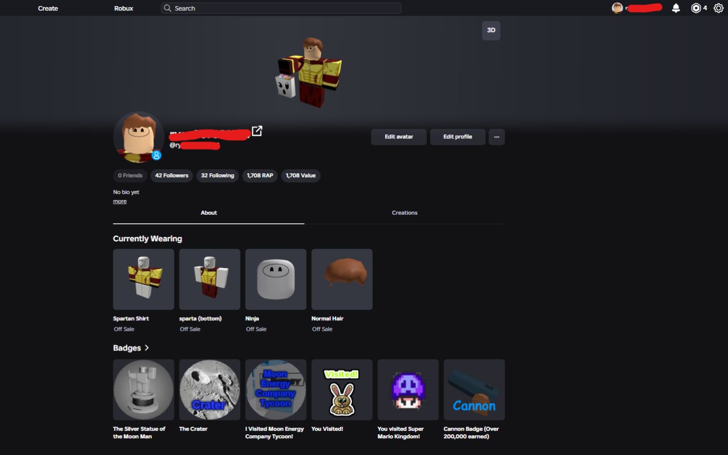CONTA ANTIGA ROBLOX 2008 COM NINJA FACE + 1.7K VALUE E 9 OFFSALES [UNVERIFIED]