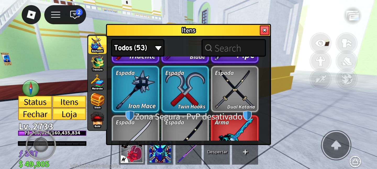 Conta Roblox com várias espadas míticas