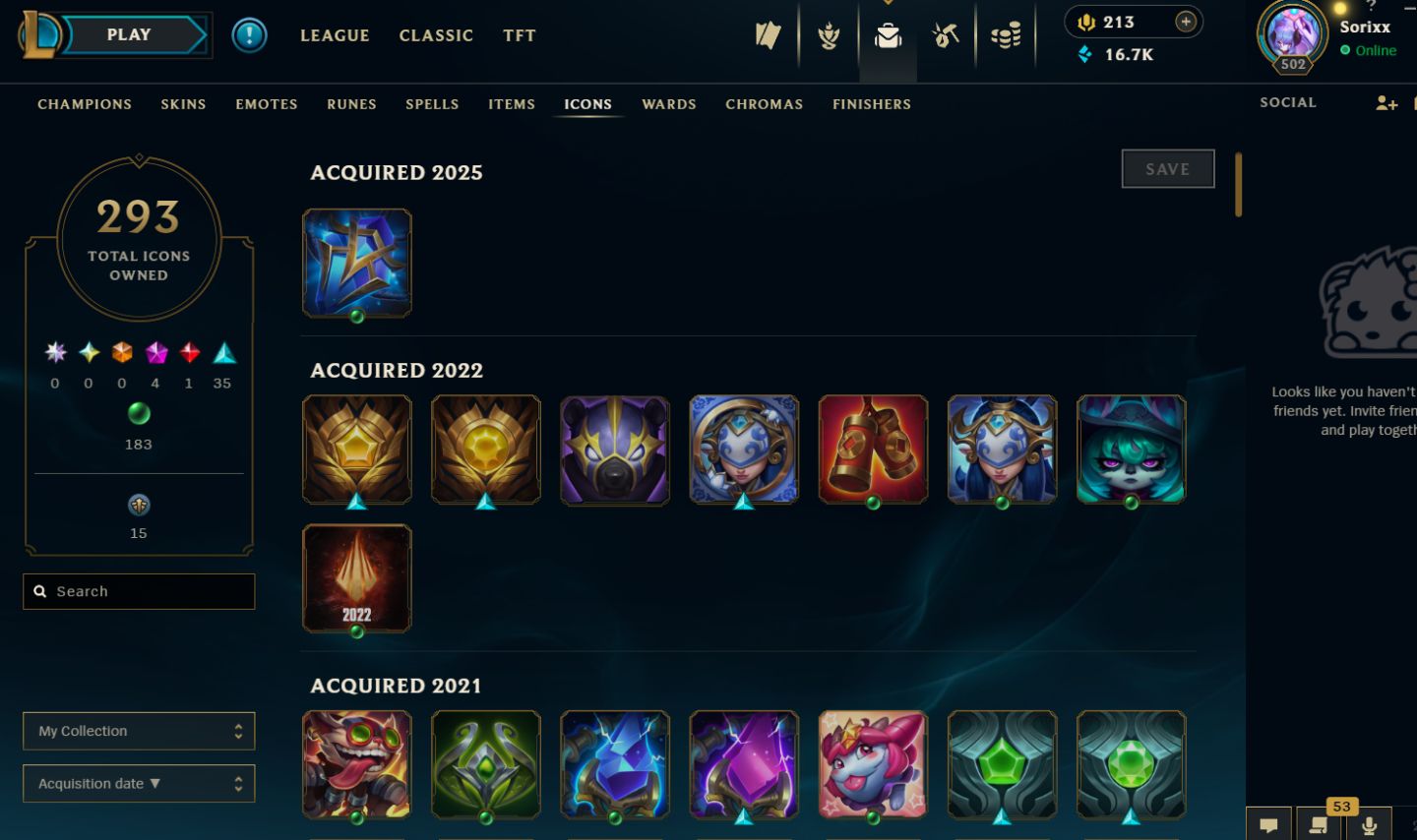 Conta de League of Legends datada de 2015 e unranked.