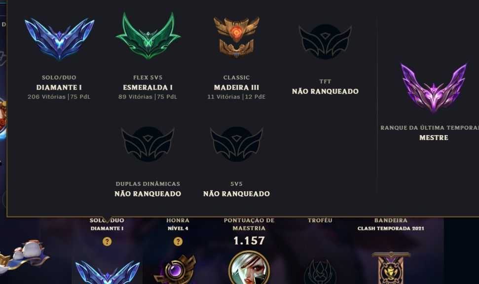 Conta com pico de elo Mestre 500 lp, atualmante diamante 1 com decay. Conta anti