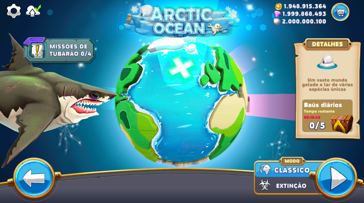 HUNGRY SHARK WORLD | CONTAS FULL | 2B MOEDAS + 2B JÓIAS + 2B PÉROLAS | ANDROID