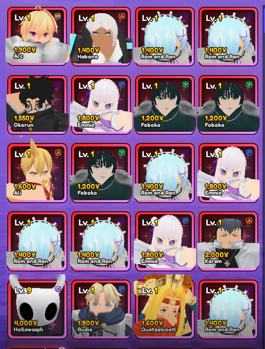 Anime Vanguards Exclusive/Vanguards Units
