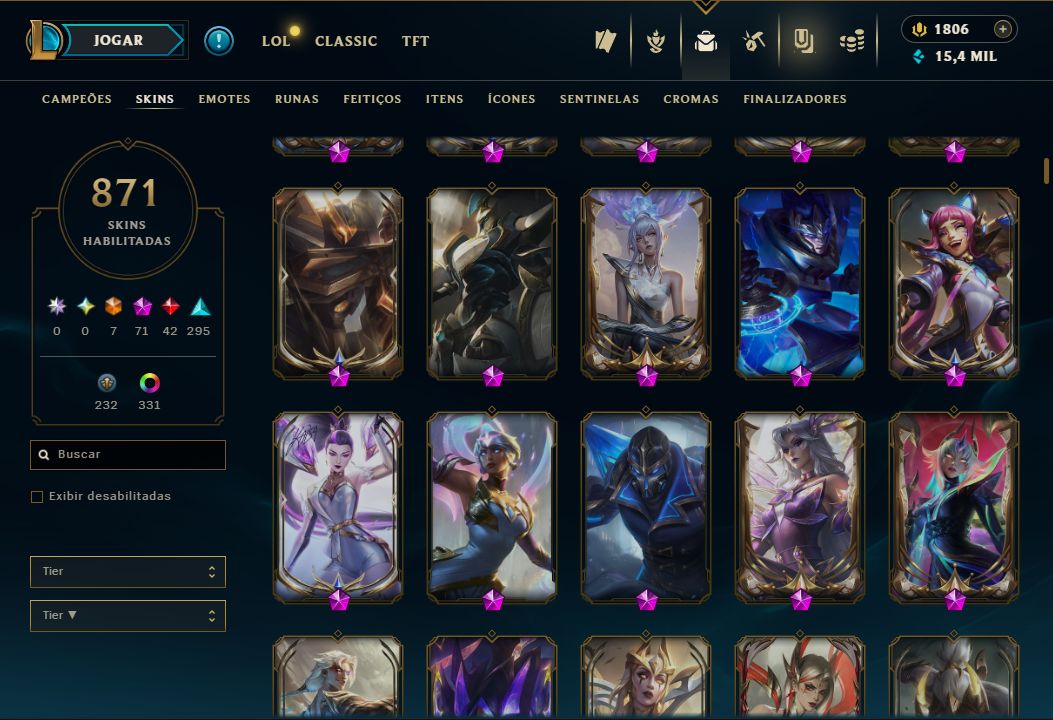 Conta Lol de 2017 / 871 Skins / Nivel 1064 / 777 Icones
