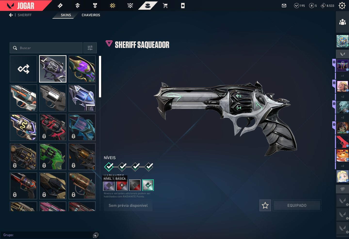 Conta Valorant, diversas skins de valndal