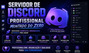 Criação de Servidor Profissional no Discord, Bots, Cargos e Design