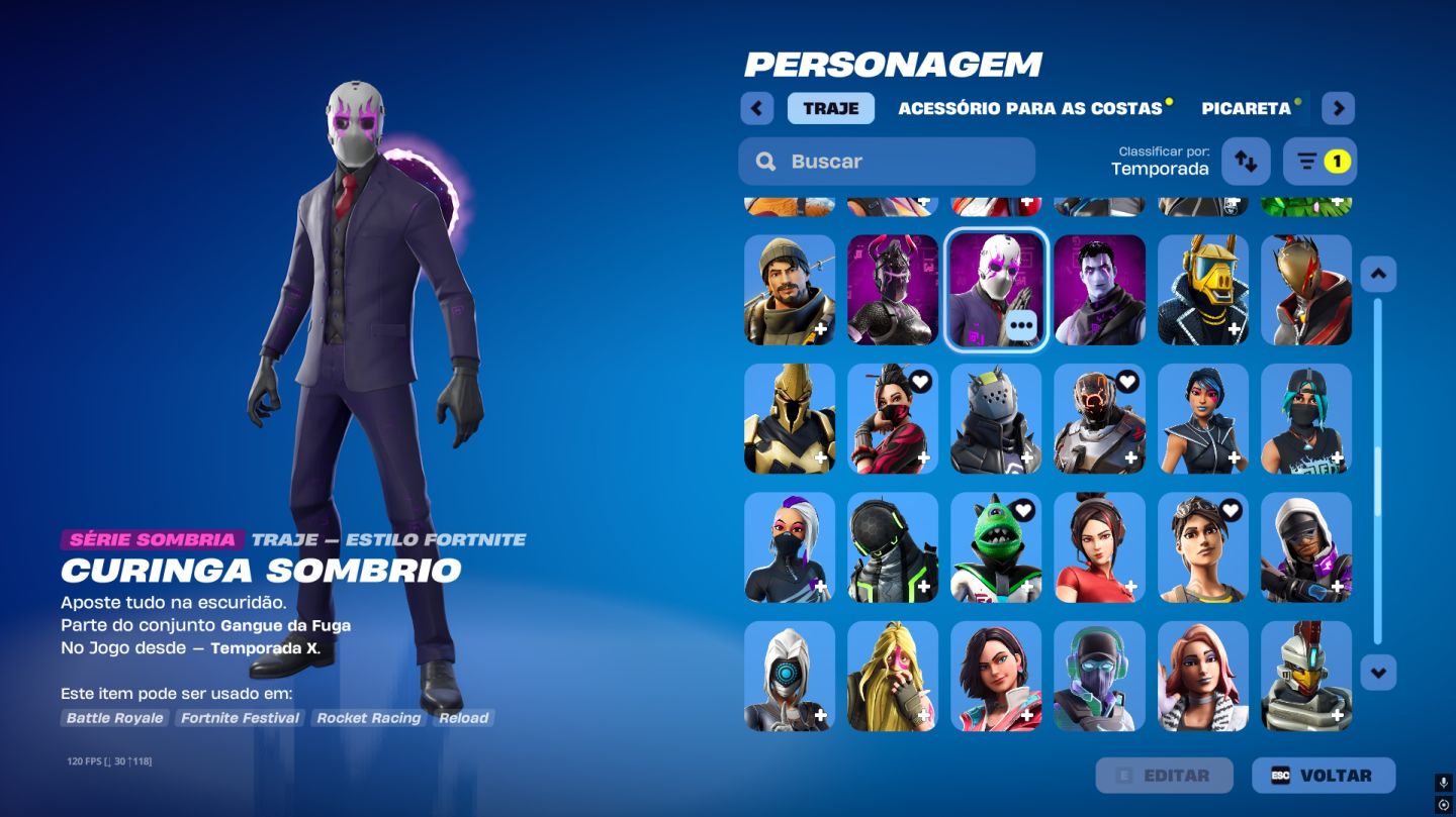 Conta Fortnite MUITO RARA +165 SKINS, com OMÊGA completo, Lara Croft, Neymar Jr.