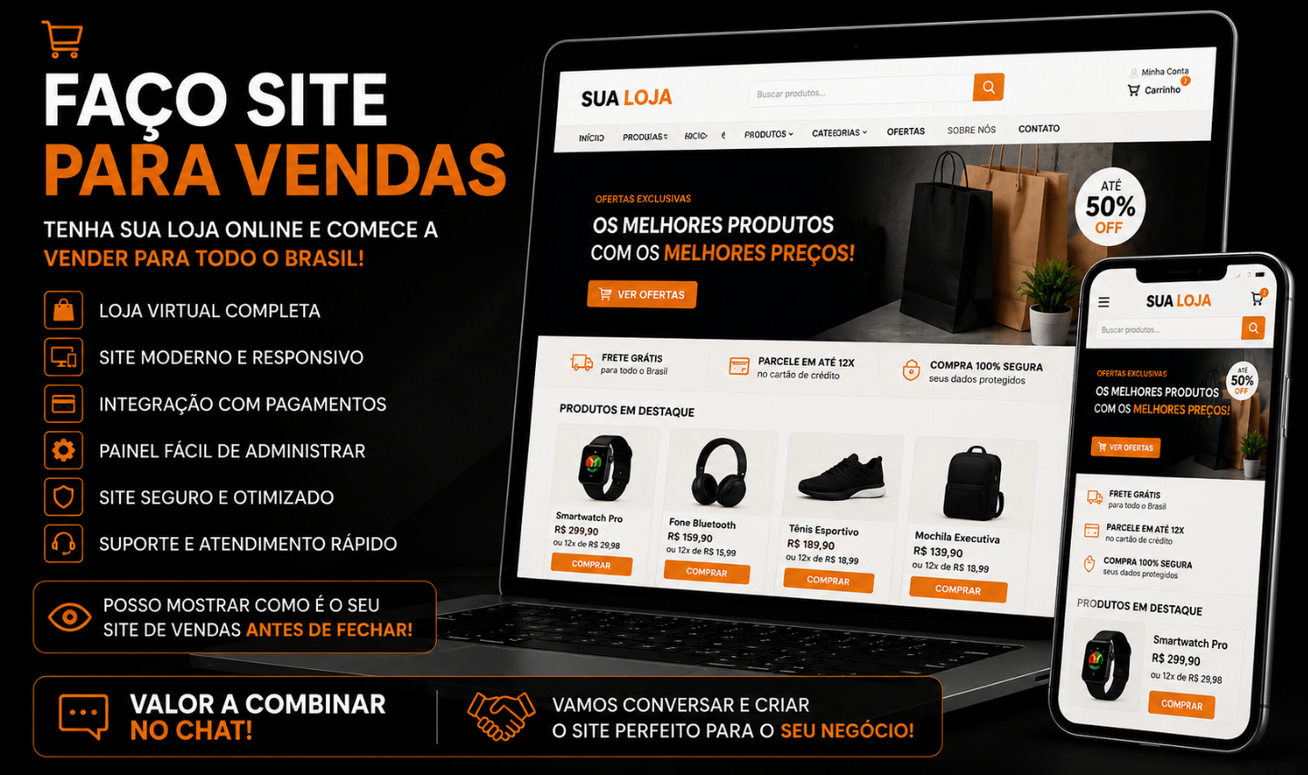 CRIAÇÃO DE SITES PROFISSIONAIS PARA VENDAS (VALOR FIXO)