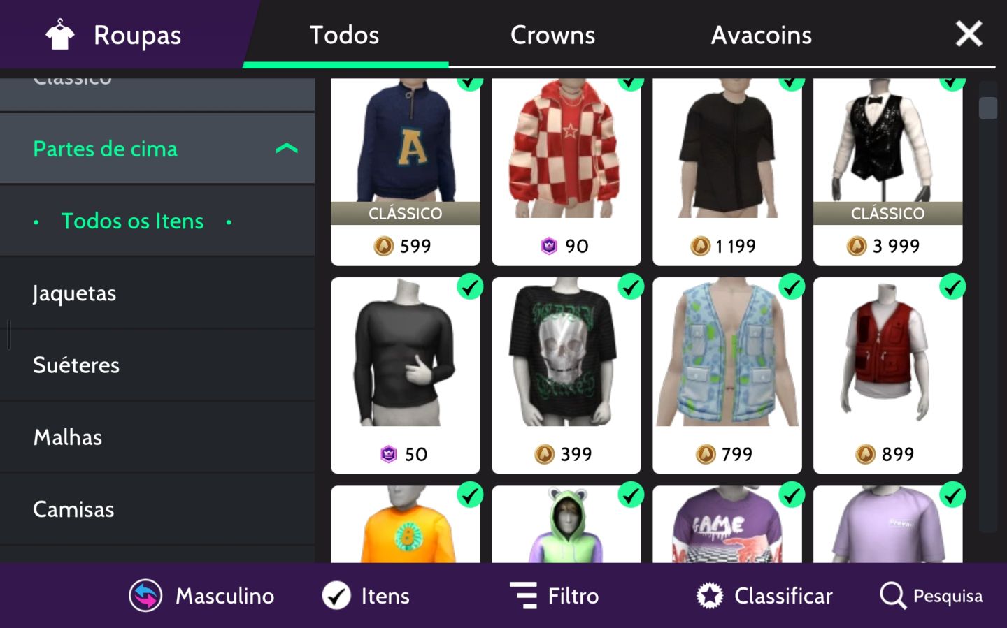 CONTA MASCULINA LVL 42 COM 5 ANOS DE JOGO / FOCADA EM CROWNS E AVACOINS+BRINDE