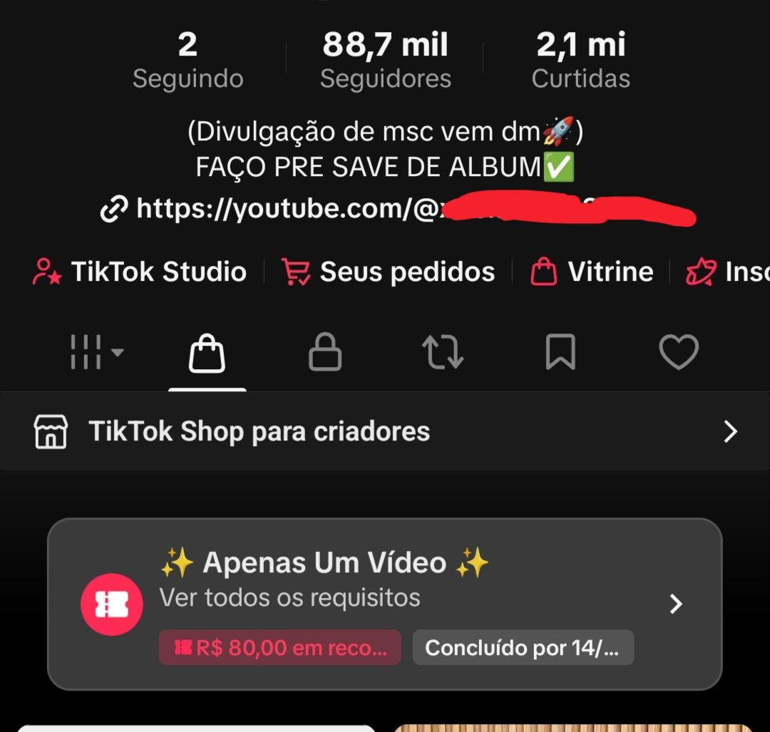 CONTA TIKTOK +80MIL SEGUIDORES E 2MILHOES CURTIDAS PARA VC QUER COMEÇAR DO ZERO