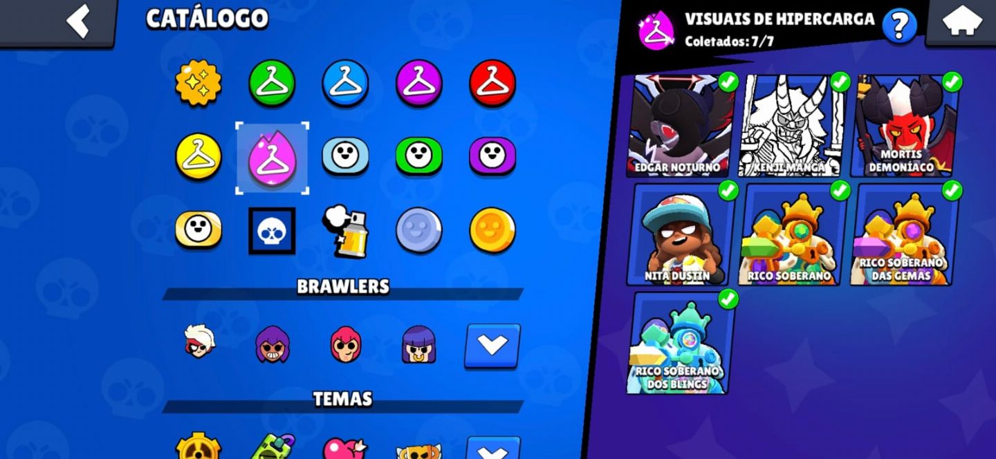 CONTA BRAWL COM 100 MIL TROFEUS, +200 SKINS, +50 BRAWLERS NÍVEL 11