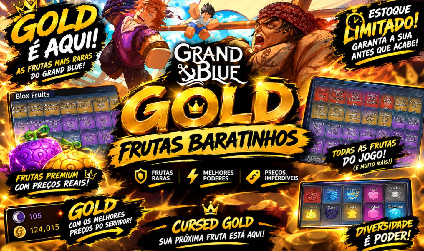 (QUEIMA DE ESTOQUE)Grand Blue FRUTAS PERMANENTE TODOS PEIXES/MINÉRIOS E GOLD