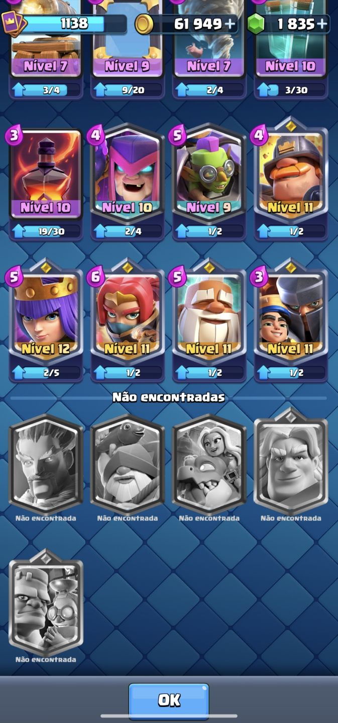 Conta Clash Royale 7709 Troféus | 1.8k Gemas + 61k Ouro | Sem Banimento