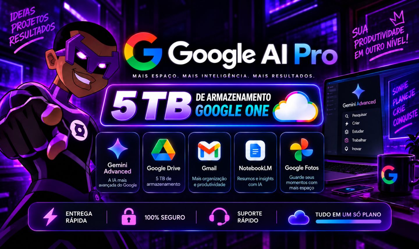 GOOGLE AI PRO | GEMINI 3.1 + VEO 3.1 + FLOW 1K + 5TB | PRIVADO