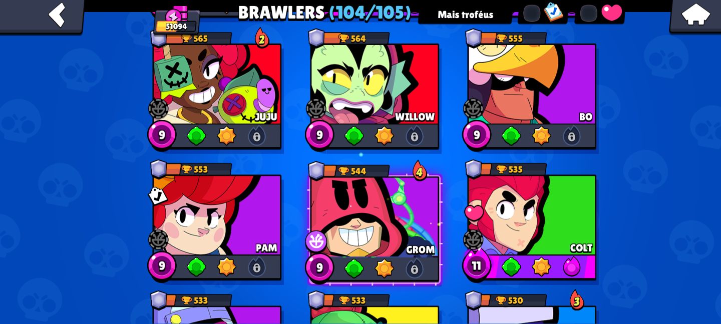CONTA RARISSIMA, DESDE 2019 BRAWL STARS 104/105 BRAWLERS