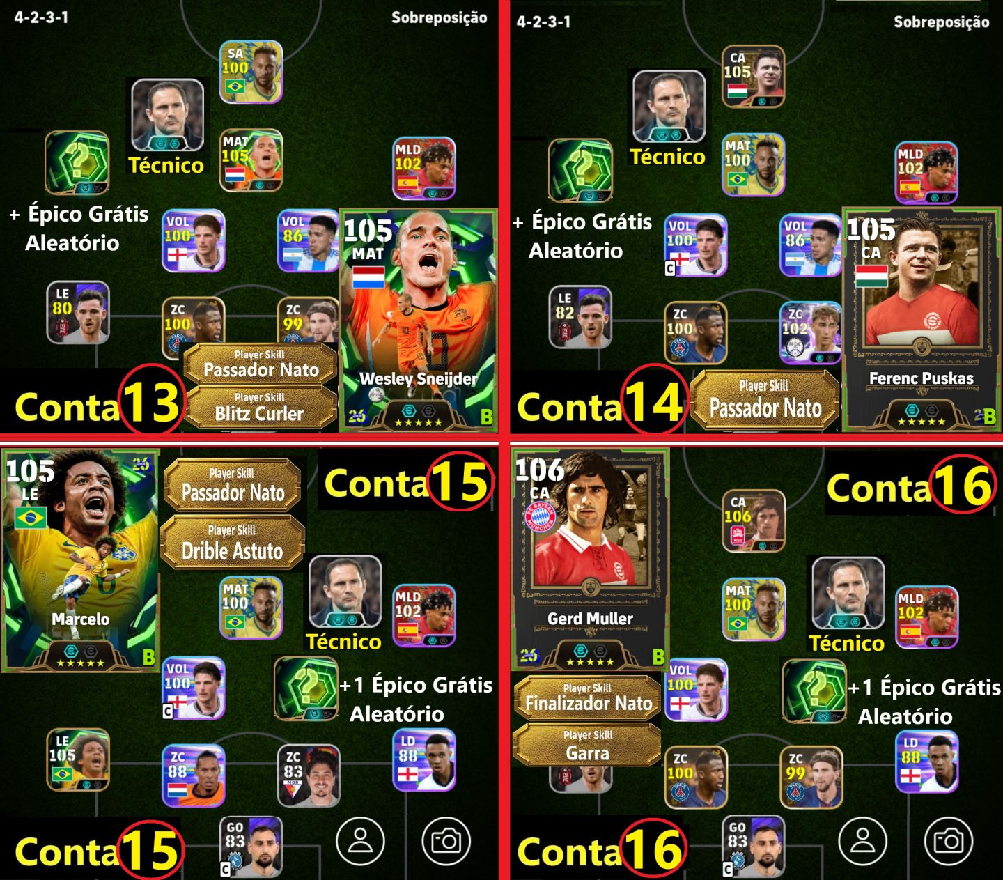 Contas efootball ( Epicos Pagos e Upadas )
