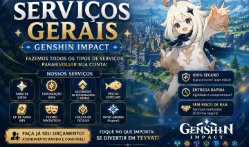 PROMOÇAO 0.50$ CADA GIRO FARMADO! SERVIÇOS GERAIS GENSHIN!