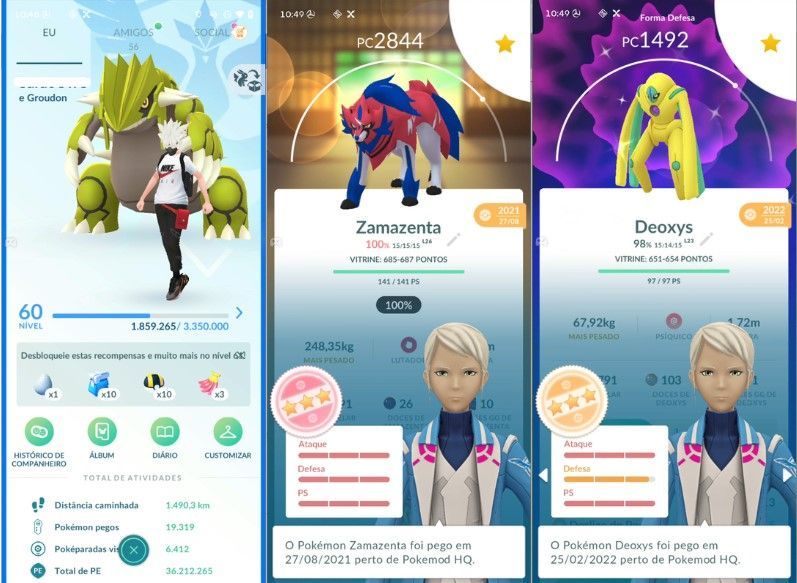 CONTA POKEMON GO LEVEL 60 | 132 LENDARIO | 114 BRILHANTE | ZAMAZENTA IV 100