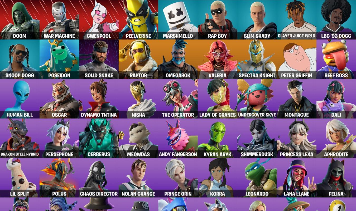 65 SKINS - SLIM SHADY - TRYHARD - RAPTOR - 6.650 V-BUCKS